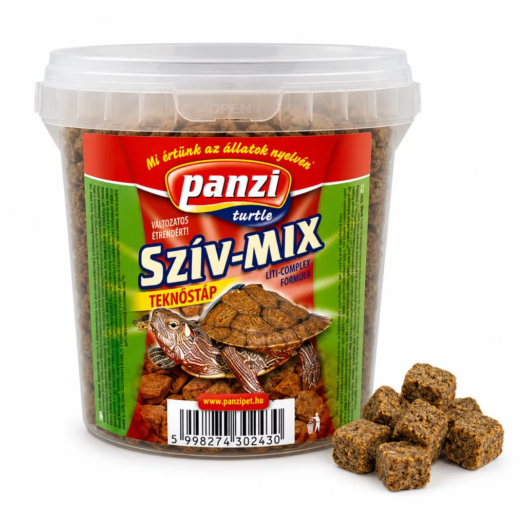 Panzi | Szív-Mix | Liofilizált marhaszív csemege vízi teknősök és díszhalak számára, vödrös kiszerelésben – 100 g