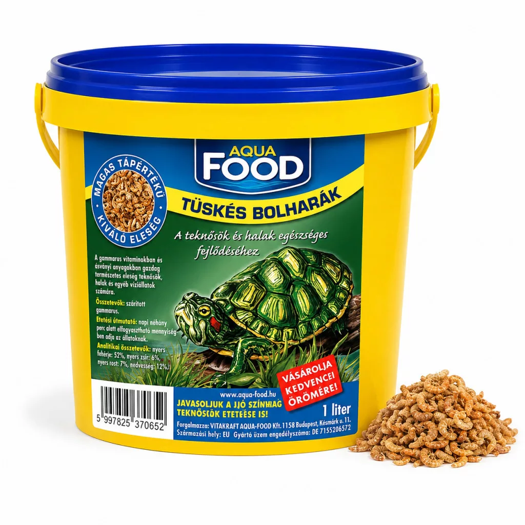 Aqua-Food | Tüskés bolharák (Gammarus) | Természetes eleség víziteknősök és díszhalak számára, vödrös kiszerelésben – 1000 ml