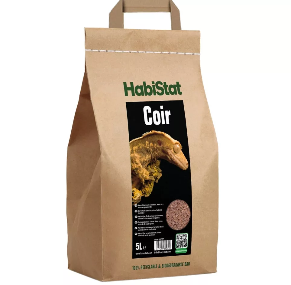 HabiStat | Coir Substrate | Természetes kókuszrost aljzat hüllők, kétéltűek és gerinctelenek számára - 5L