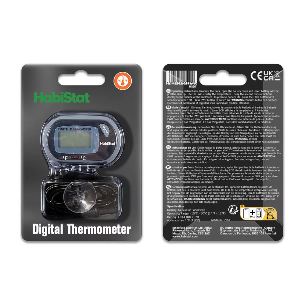 HabiStat | Digital Thermometer | Pontos digitális hőmérő terráriumi környezetekhez hüllők és kétéltűek számára