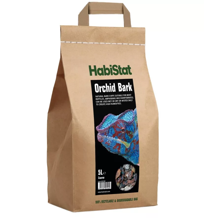 HabiStat | Orchid Barck Coarse | Természetes durva szemű kéreg terráriumi növények és hüllők számára - 5 L