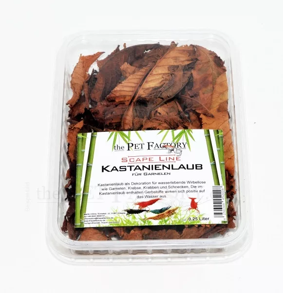 The Pet Factory Kastanienlaub | Prémium szárított szelídgesztenye levél garnélák és rákok számára – 1 liter