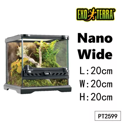 Exo-Terra | Natural Terrarium Nano Wide | Üveg terrárium nyitható előlappal és sziklahatási háttérrel – 20 × 20 × 20 cm - Image 2