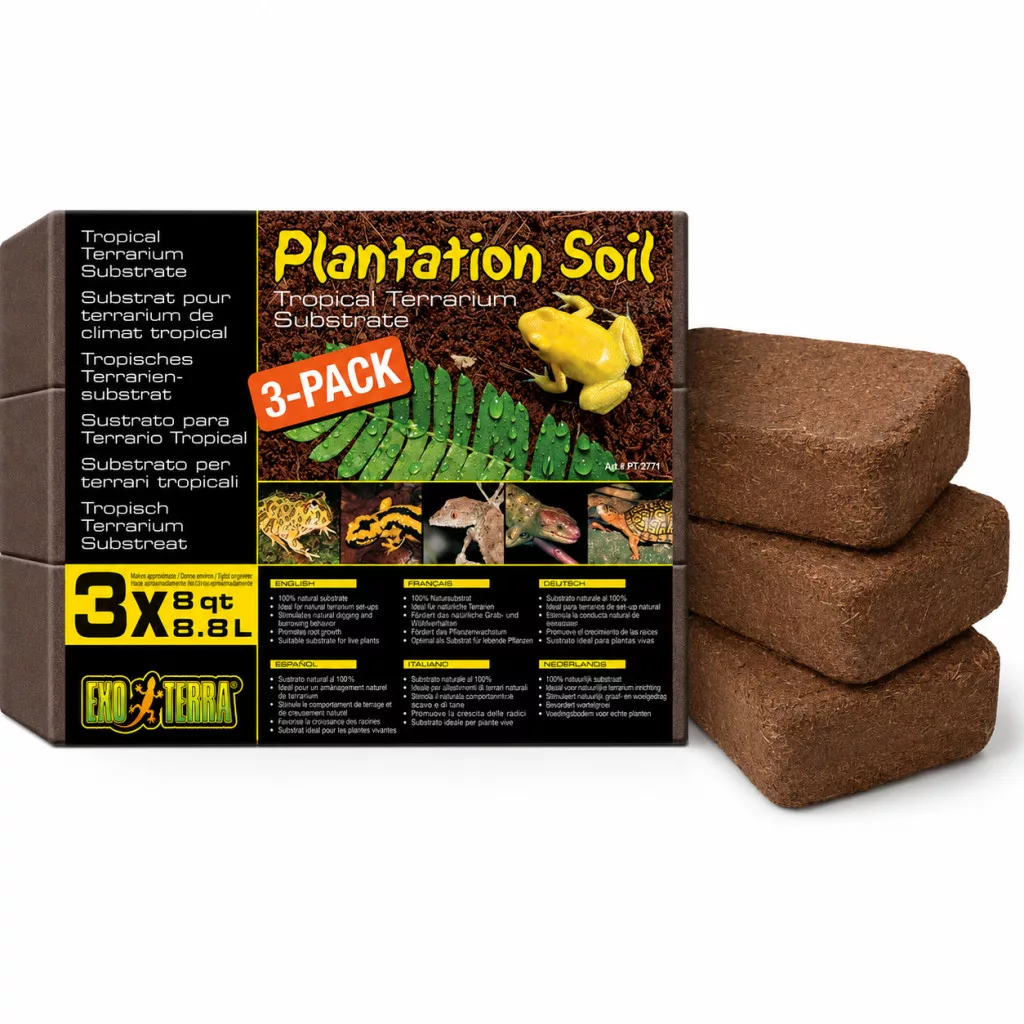 Exo Terra | Plantation Soil | Préselt kókuszföld aljzat trópusi terráriumokba – 3 × 8,8 l (26,4 l)