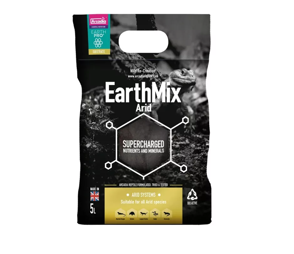 Arcadia | EarthMix Arid | Bioaktív terráriumi talajkeverék szárazságtűrő hüllők számára – 5 liter