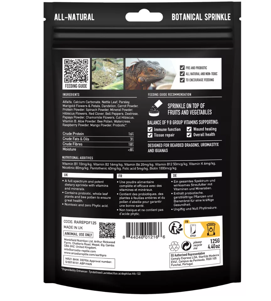 Arcadia | EarthPro DragonFuel | Szárított növénykeverék rovar-és növényevő hüllők számára – 125 g - Image 3