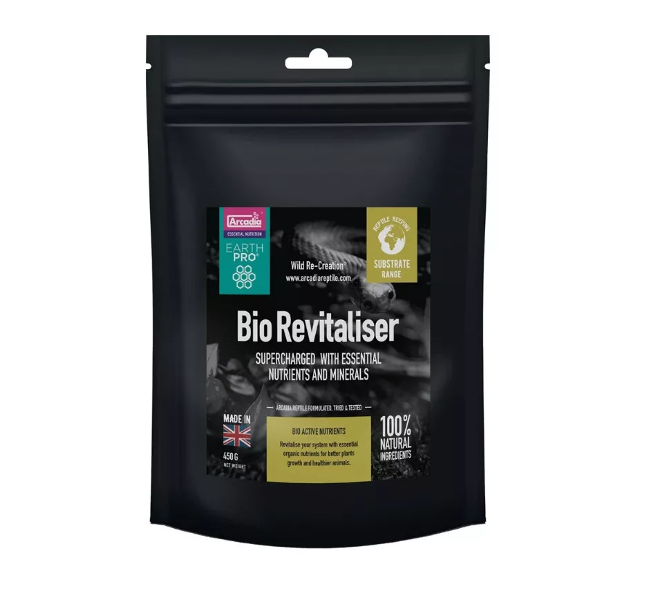 Arcadia | Earth Pro Bio-Revitaliser | Bioaktív talajtáp ásványi anyagokkal hüllők és kétéltűek számára – 450 g