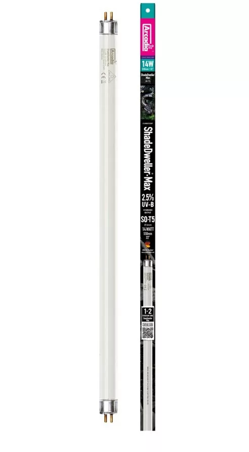 Arcadia | Shadedweller UVB Lamp | UVB fénycső alacsony UV-igényű hüllők számára 2.5% – 14 W/60 cm